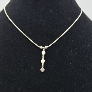 Vintage Italian 925 Sterling Silver Rope Chain Neclace 3 Circle Dangle Pendant